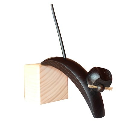 Wooden figure of a black cat jumping - 16cm