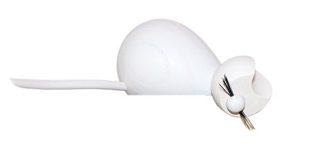 Wooden figure of a white cat sitting on an edge 11cm