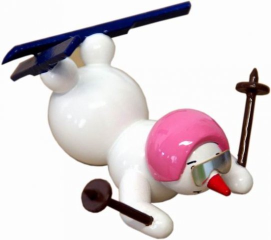 Snowman with ski helmet pink 6cm decorative figure made of wood 6cm