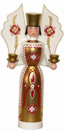 Light bearer Christmas angel red white electric candles, 36 cm