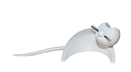 Wooden figure of a white cat lying - 14.5cm