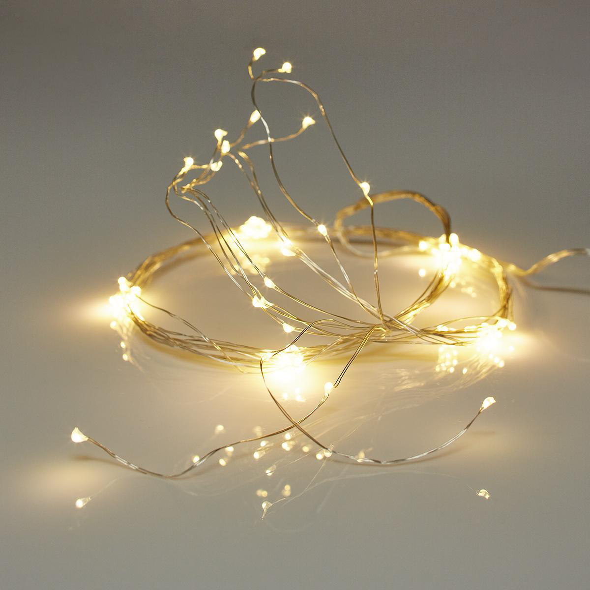 Christmas light chain SILVER WIRE LIGHTING 80 LED