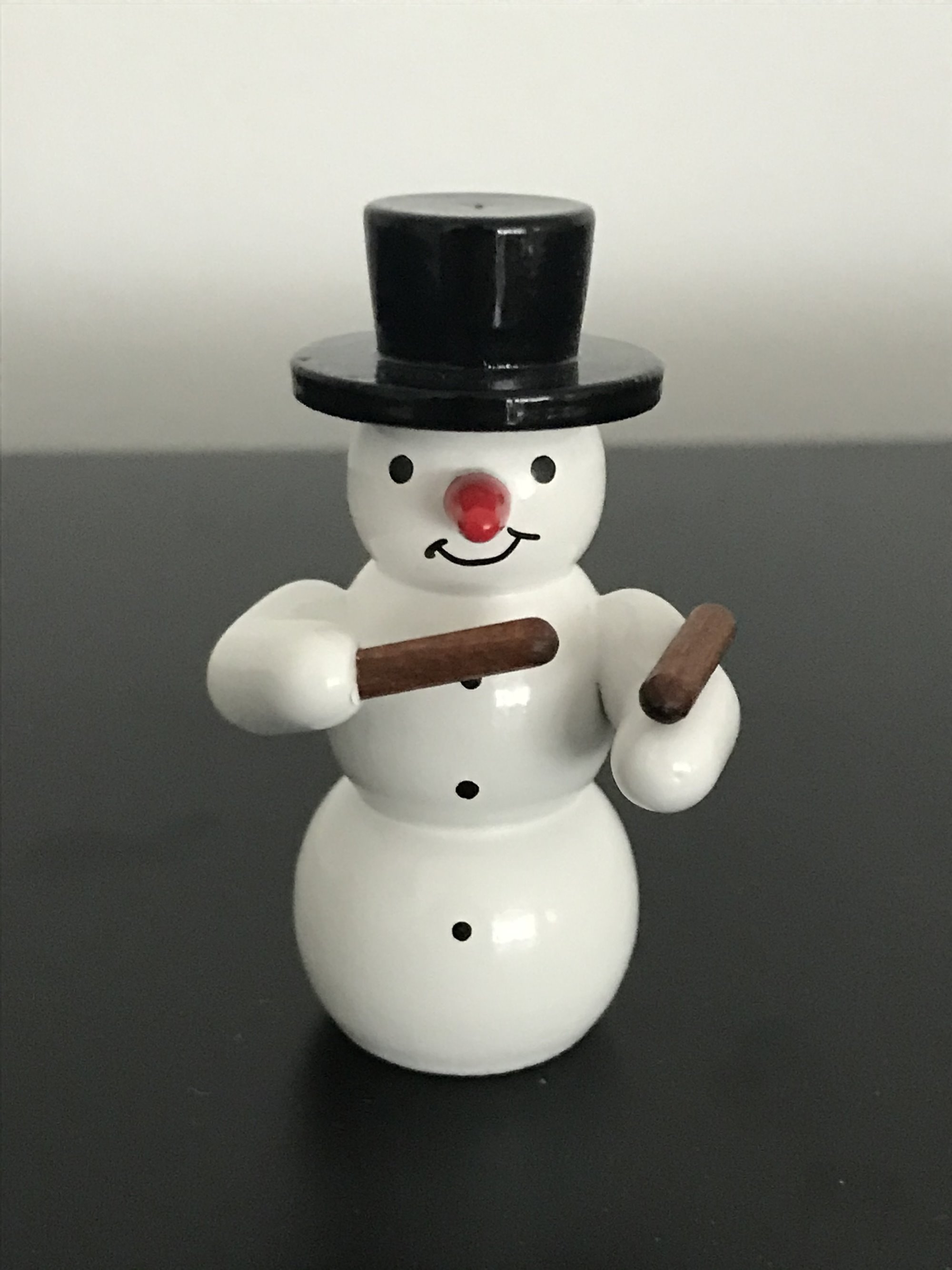 Snowman with chimes decorative figure made of wood 5.5cm