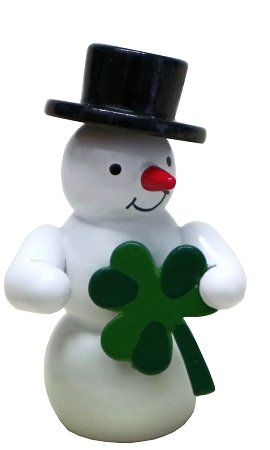 Snowman with clover leaf decorative figure made of wood 5.5cm